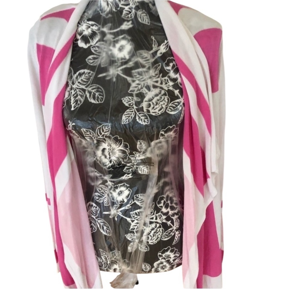 INC International Concepts size small pink & white waterfall front sweater